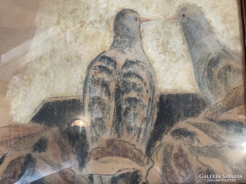Pastel picture of pigeons