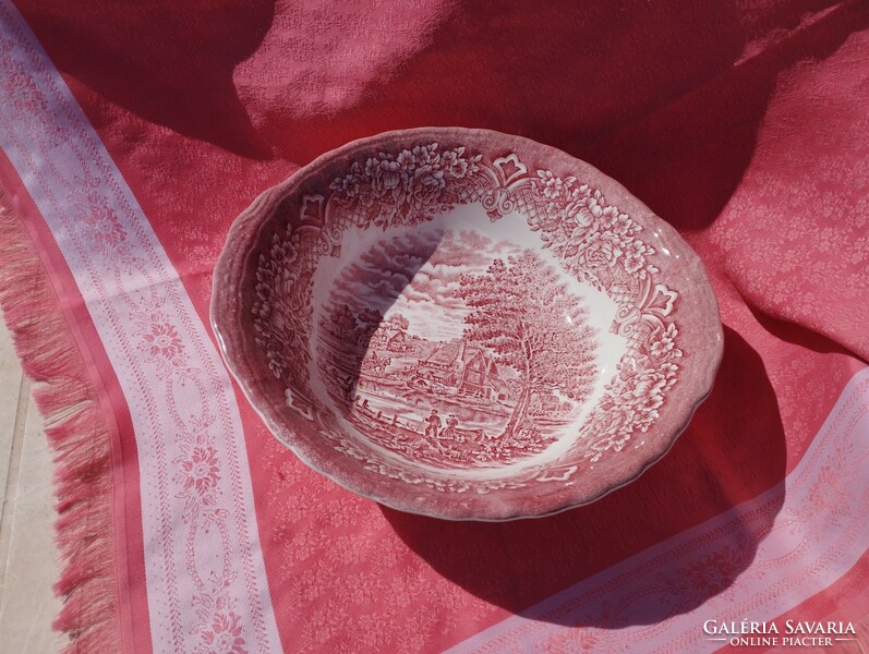 English scene porcelain deep cabbage offering bowl, centerpiece