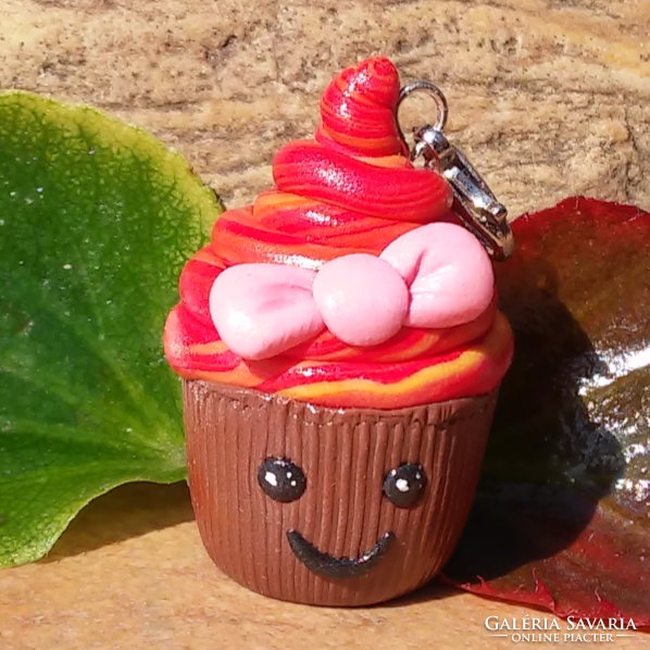 Strawberry kawaii muffin pendant
