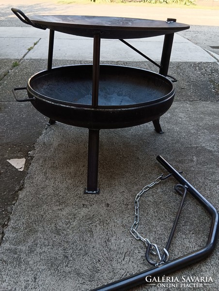 Unique professional combined grill meat oven disc plate 65cm + pot holder rod + 65cm fire pit fire bowl
