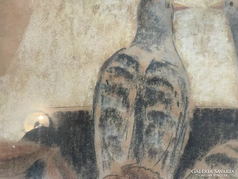 Pastel picture of pigeons