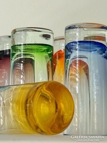 6+6 colored old Czech drinking glasses (two sets)
