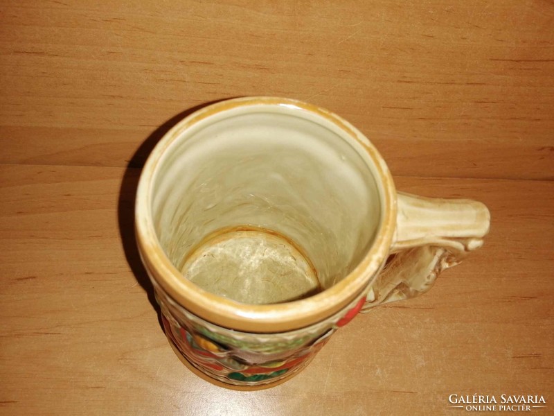 Embossed German ceramic beer mug - 11.5 cm high (32/d)