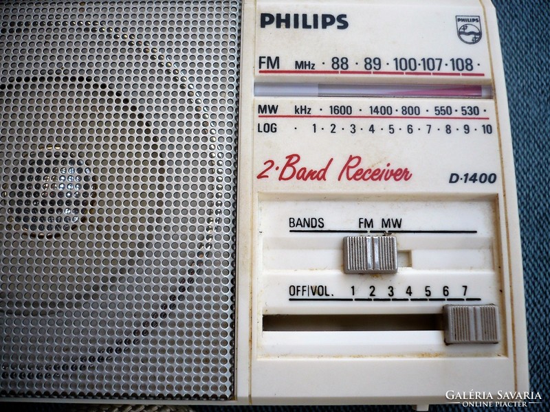 Retro Philips D-1400 hordozható rádió eredeti dobozzal és prospektussal