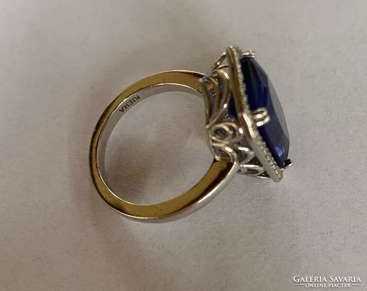 Ezüst gyűrű hatalmas kék kővel