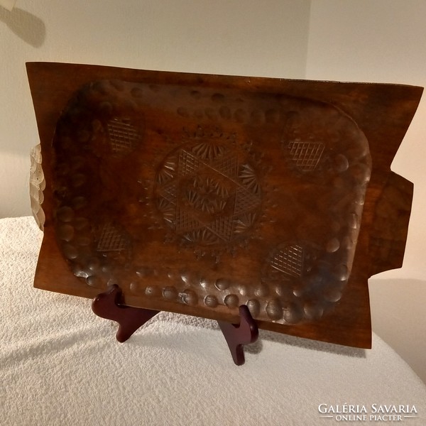 Unique, hand-carved, wooden tray. An offerer.