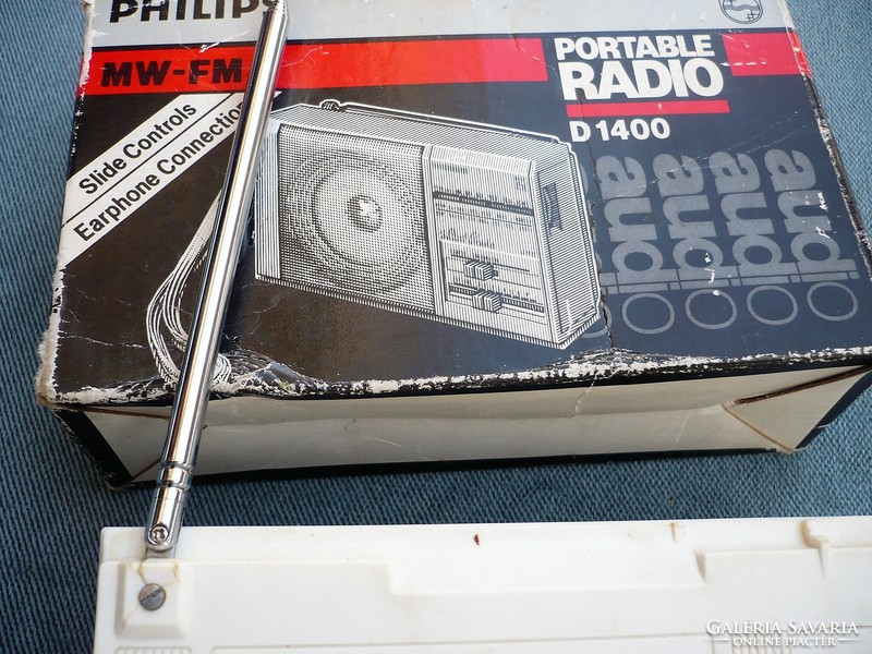Retro Philips D-1400 hordozható rádió eredeti dobozzal és prospektussal