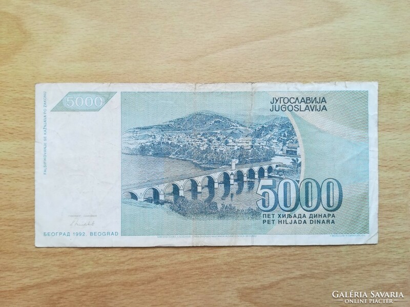 Jugoszlávia 5000 Dinar 1992