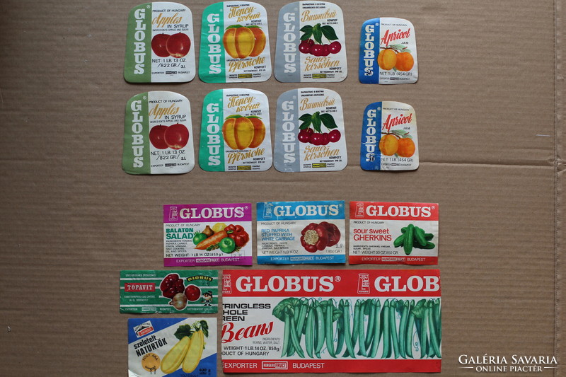 Globus konzerv befőtt címke gyűjtemény
