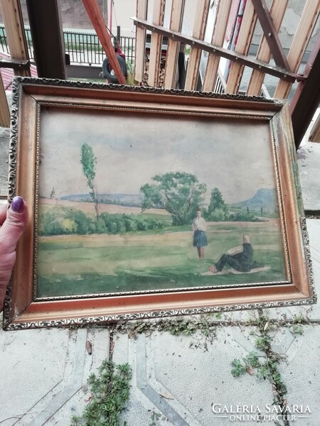 Old romantic picture marked 38 cm x 29 xm.