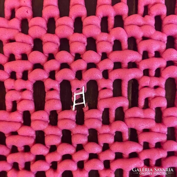 Retro pink plastic round tablecloth