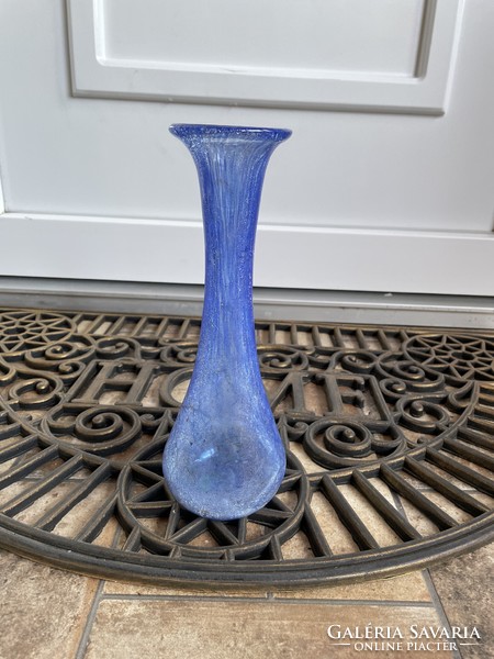 25.5 Cm tall blue vase cracked beautiful veil glass veil karcagi berek bath glass