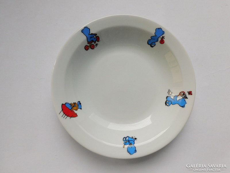 Vintage lubiana blue teddy bear children's plate