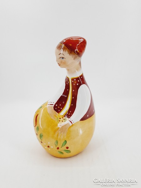 Bodrogkeresztúr ceramic figure, sitting girl, 17 cm
