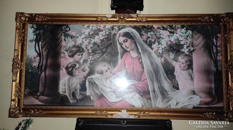 Price reduction! Blondel framed painting of Mary, in a gilded frame, first half of the xxth century.