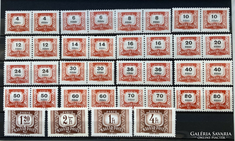 1958. VÖRÖS-FEKETE PORTÓ ** bélyegsor párokban kiegészítőkkel