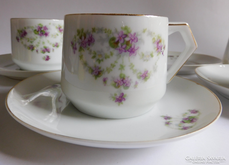 Art Nouveau violet garland tea/long coffee set