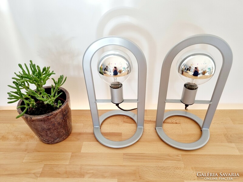 A pair of space age style vintage vd face lamps