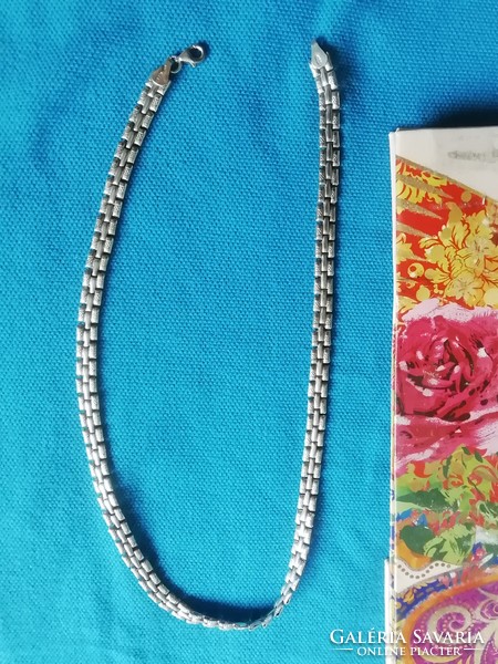 43 Cm necklace blue 925 sterling silver 6 mm wide flawless shiny beautiful solid