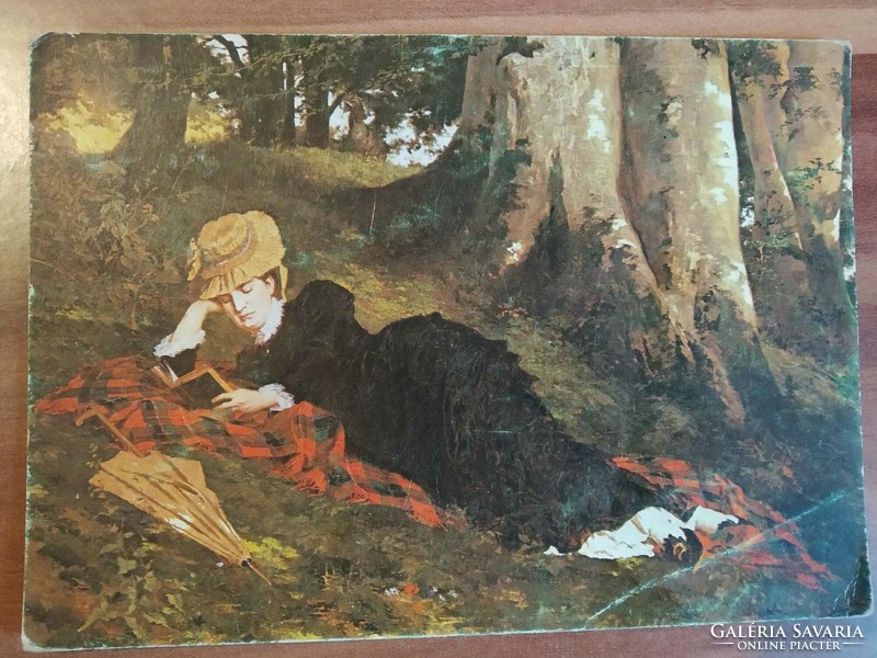 Benczur Gyula, Olvasó nő erdőben, művész lap használt