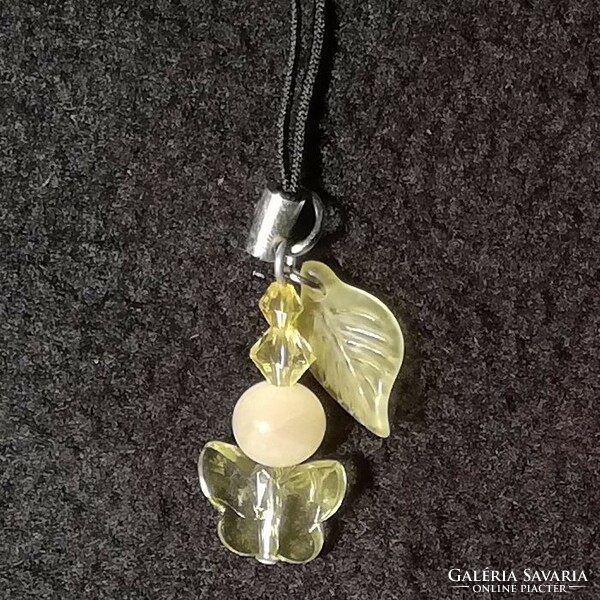 Calcite mineral butterfly mobile ornament/bag ornament