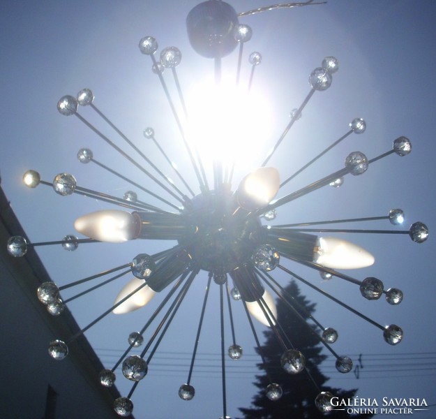 Sputnik csillár krómozott kristálygömbökkel