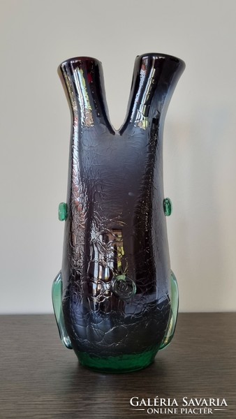 Irizáló muránói művészi váza- 29 cm