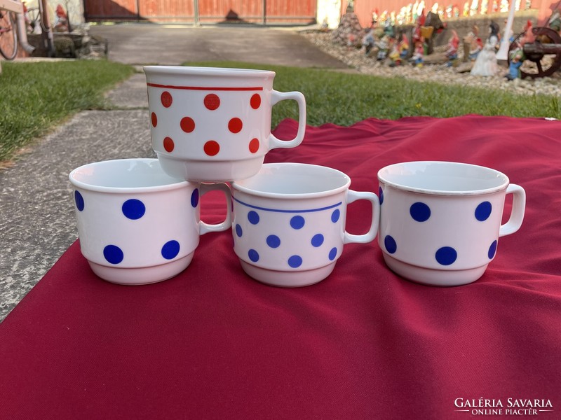 Zsolnay blue, red polka-dotted mug, nostalgia piece, cocoa mug