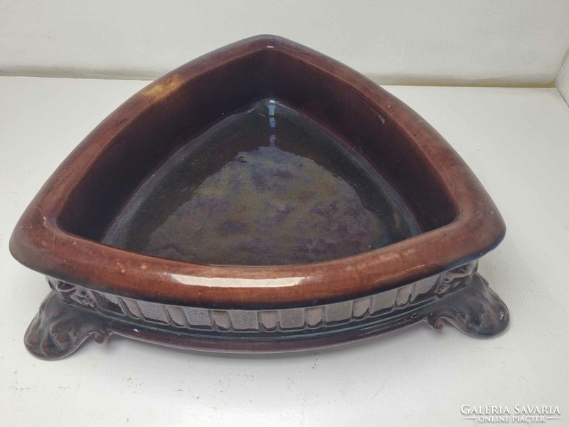 Antique marked iridescent glazed Zsolnay ceramic serving bowl - 04511