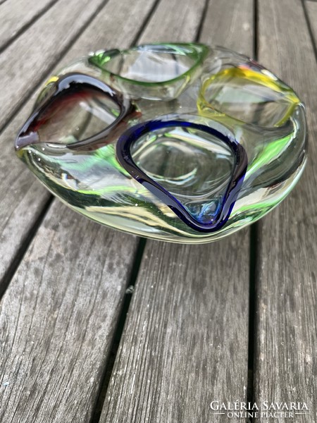 Bohemia, művészi üveg hamutartó 15x4 cm