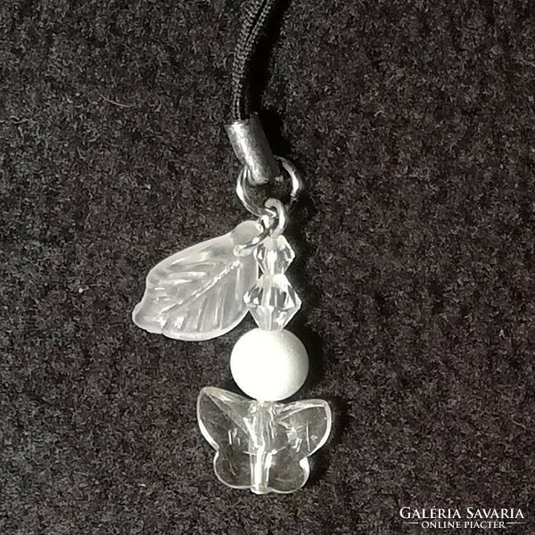 Snow quartz mineral butterfly mobile ornament/bag ornament
