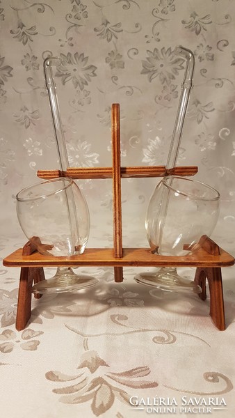 Set of 2 glasses, in a special wooden holder,