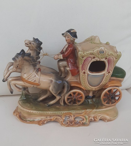 GDR/German porcelain horse-drawn carriage