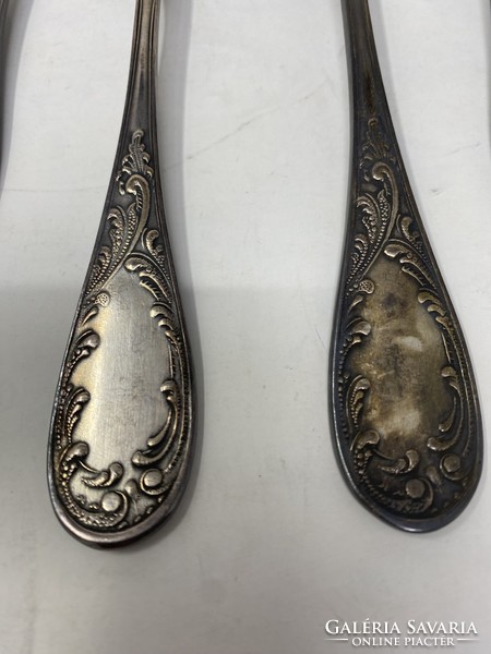 6 silver-plated Russian spoons with floral handles, with original box