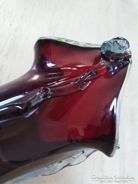 Broken glass, floor vase - crimson red