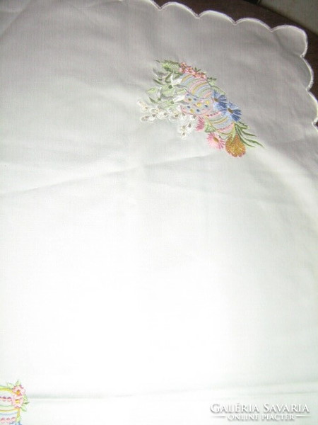 Beautiful Easter machine embroidered tablecloth