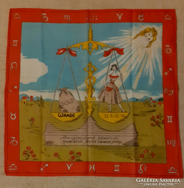 Handkerchief tablecloth suitable for a retro scale horoscope collection in good condition