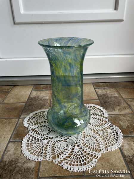 Gyönyörű ritka színátmenetes nagyméretű Fátyolüveg, karcagi,berekfürdői virágnak váza mid-century