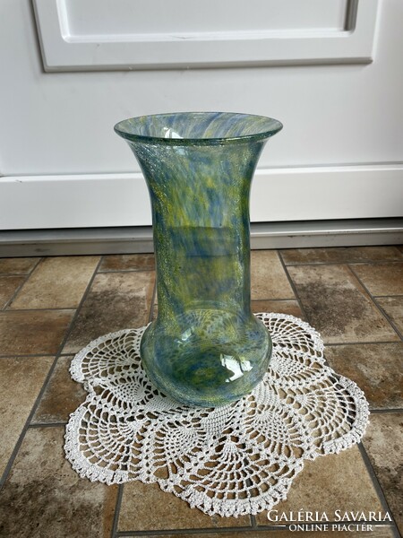 Beautiful, rare, large-scale veil glass with color gradient, a vase for flowers from Karcagi, Berekfürdő, mid-century