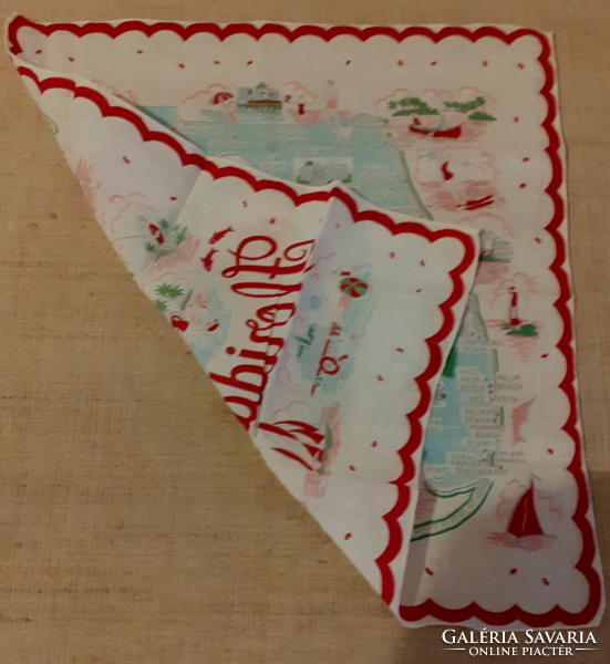 Retro souvenir handkerchief tablecloth in good condition