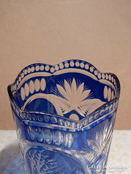 Etched stained glass vase
