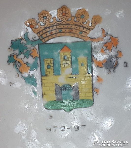 Baroque Fehérvár Coat of Arms Old Fehérvár Restaurant Zsolnay Porcelain Plate 23.5 Cm