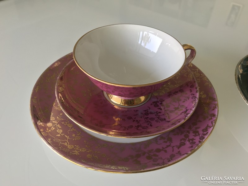 Antik osztrák porcelán reggeliző szett kétféle színben Eigl Porzellan