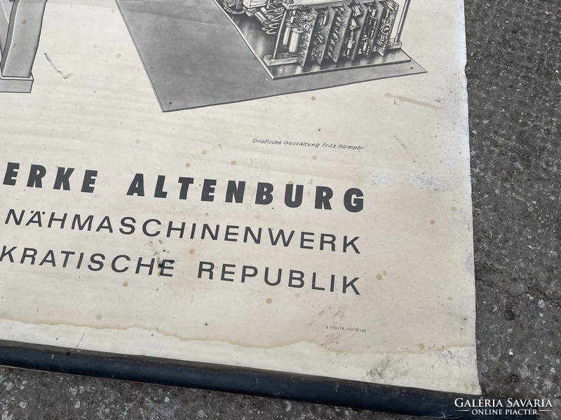 Vintage német TEXTIMA varrógép ipari plakát - poszter 1970-es évek DDR Altin