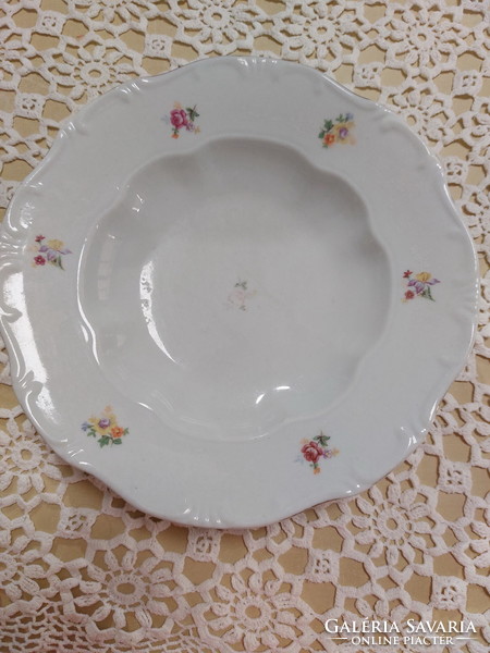 Zsolnay 1db virágos, porcelán mély tányér