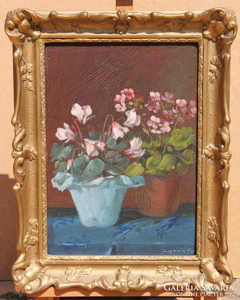 Vilmos Murin: still life with cyclamen