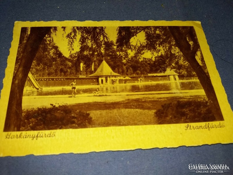 Antik Harkányfürdő strandfürdő szépia képeslap 1948. júl .18. a képek szerint