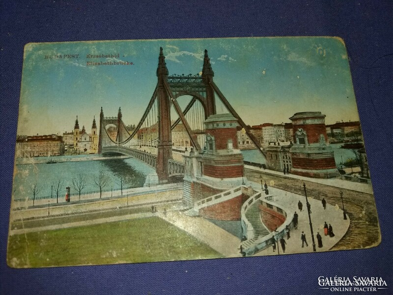 Antik Budapest Erzsébet-híd képeslap 1917. jún .17.a képek szerint