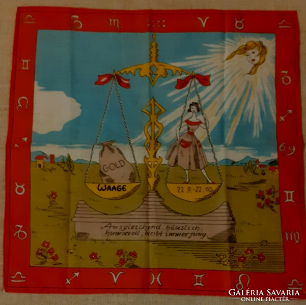 Handkerchief tablecloth suitable for a retro scale horoscope collection in good condition