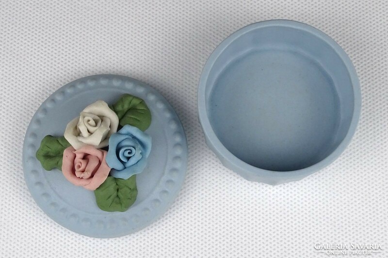1O144 Régi kék biszkvit porcelán bonbonier